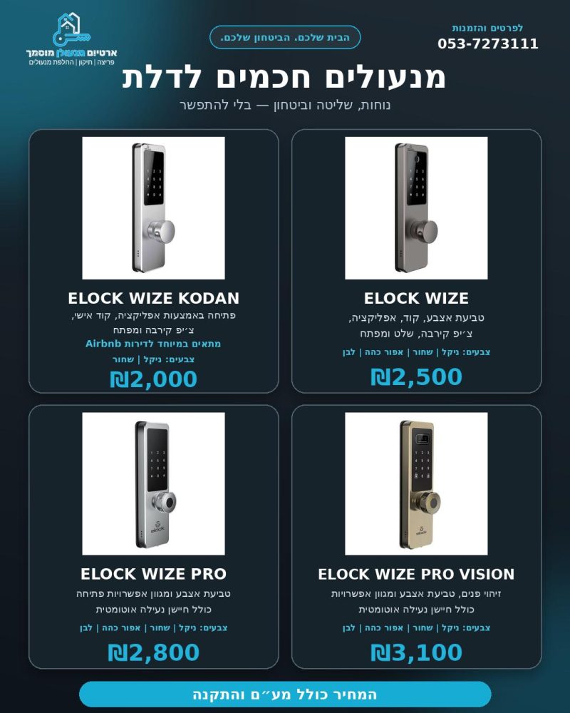 מחירון התקנת מנעול חכם